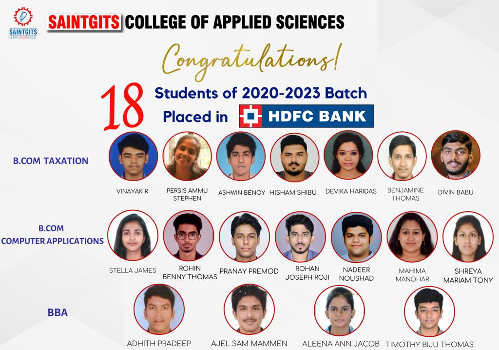 18 students of 2020-2023 batch placed in HDFC Bank